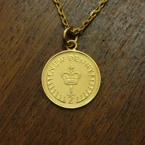 1975 Halfpenny - Gold Plated Coin Necklace