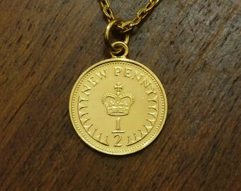 1975 Halfpenny - Vergulde Munt Ketting