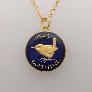 1945 George VI Wren Farthing - Enamelled Coin Necklace