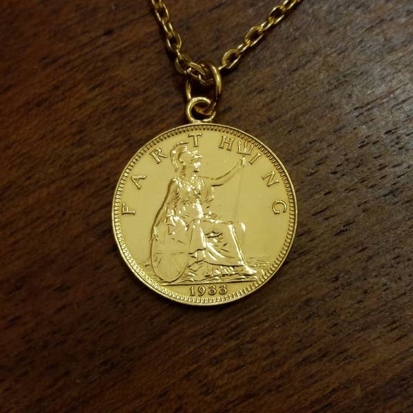 1933 George V Farthing - Gold Plated Coin Necklace