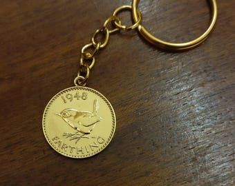 Wren Farthing (1937-1955) - Gold Plated Coin Keyring