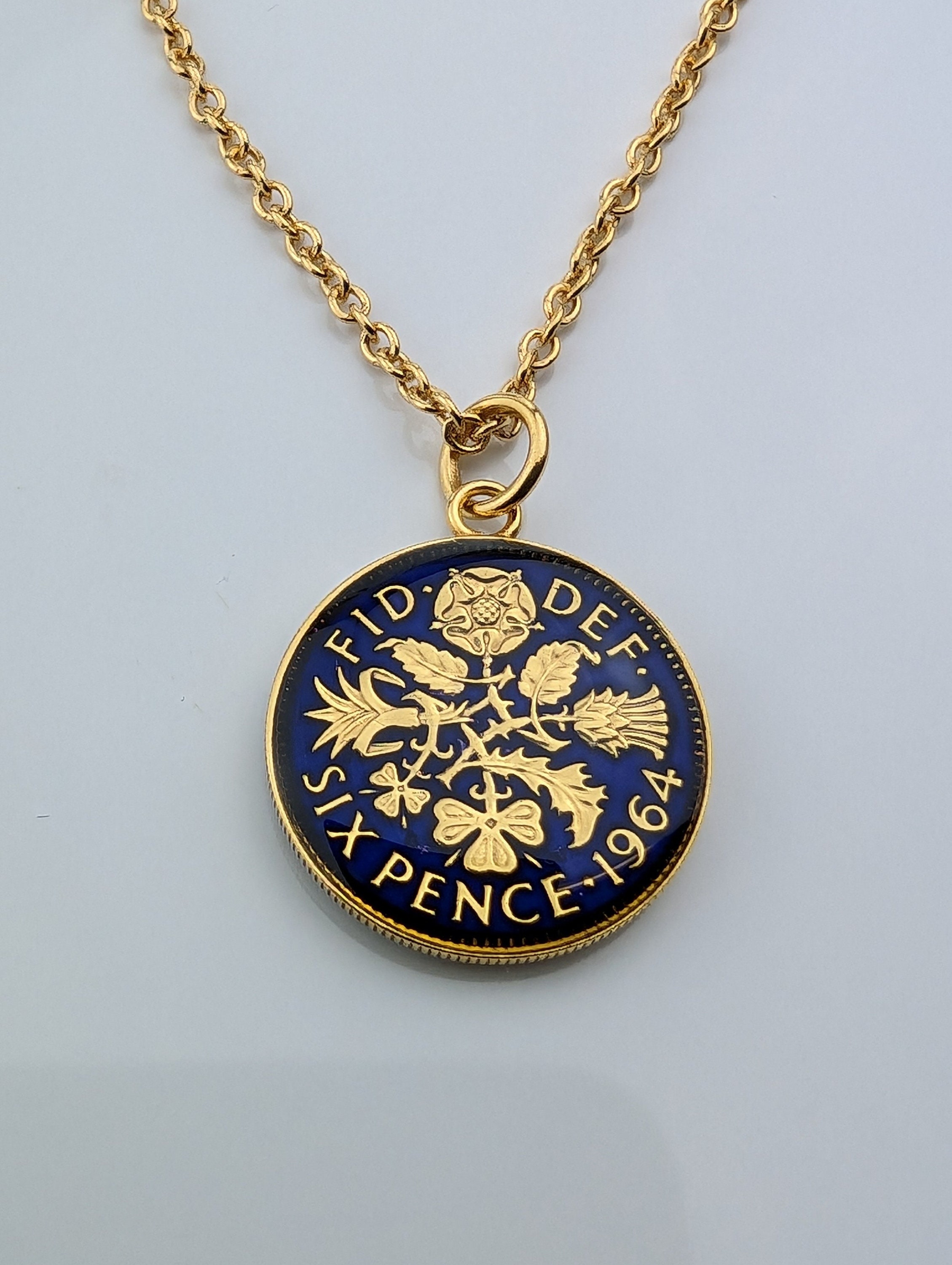 1964 Sixpence - Enamelled Coin Necklace - Etsy