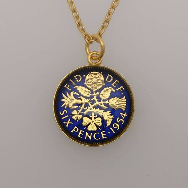 1954 Sixpence - Enamelled Coin Necklace