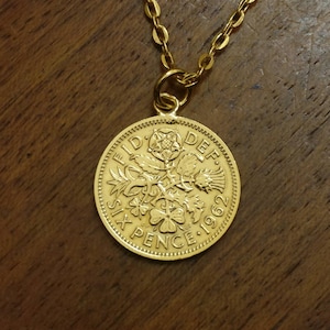 Sixpence (1953-1967) - Gold Plated Coin Necklace