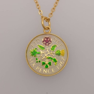 1967 Sixpence - Enamelled Coin Necklace