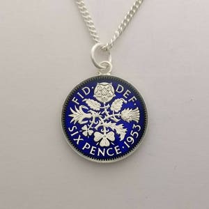 1953 Sixpence - Enamelled Coin Necklace