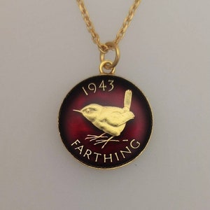 1943 Wren Farthing - Enamelled Coin Necklace
