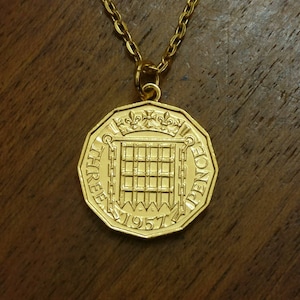 1957 Threepenny - Gold Plated Coin Necklace