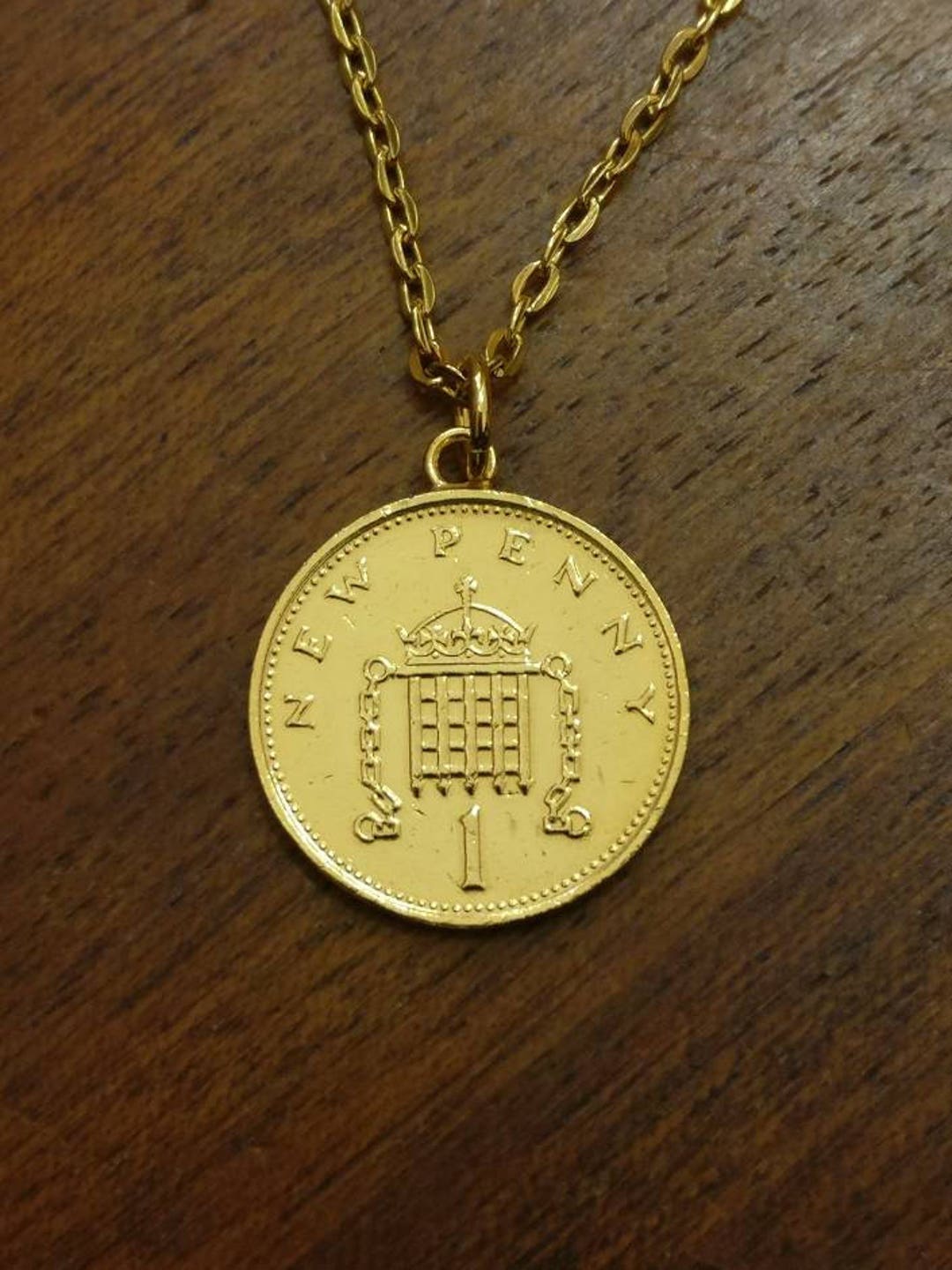 1971年 1ペニー - 金メッキコインネックレス - Etsy 日本