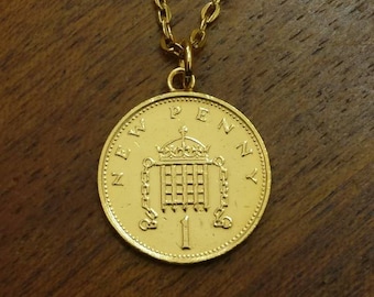 1981 One Penny - Gold Plated Coin Necklace