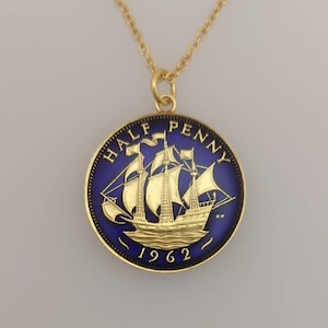 1962 Halfpenny - Enamelled Coin Necklace