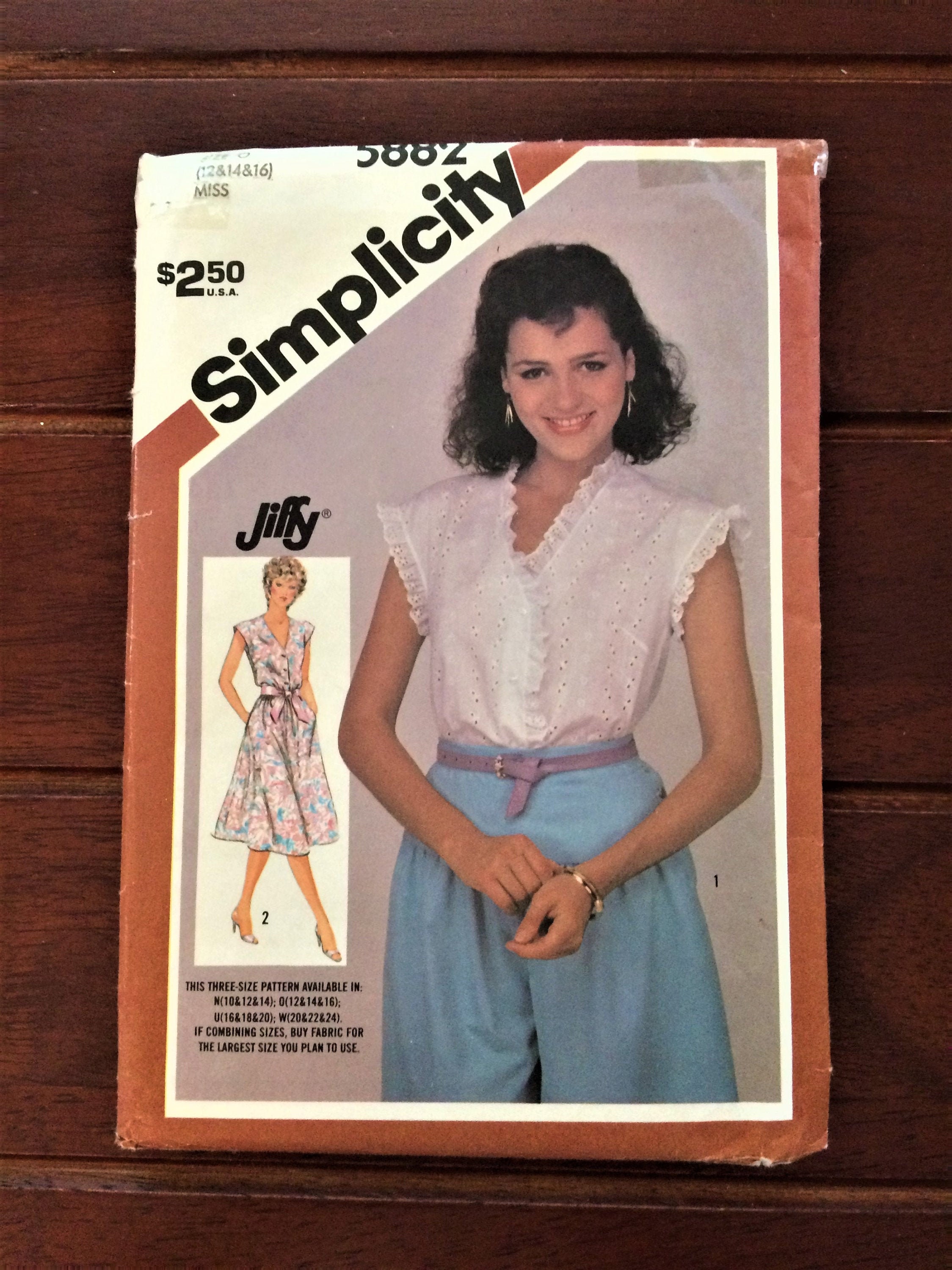 トップス SimplyComplicated DISTRESSED COTTON KNIT Uncut Vintage Simplicity Jiffy Pattern #5882 - Misses' Dress