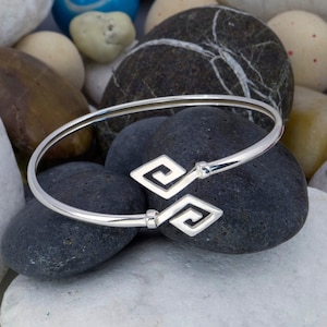 Meander Bangle Bracelet, Sterling Silver 925 Bracelet, Greek Key Bangle Bracelet, Ancient Greek Jewelry