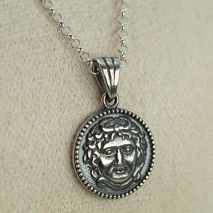 Sterling Silver Medusa Pendant: Greek Mythology Gorgon Necklace