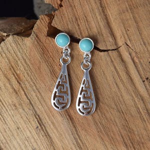 Greek Meander Earrings, Sterling Silver Earrings, Greek Key Earrings, Greek Jewelry, Silver Jewelry, Greek Turquoise Earrings