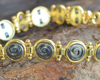 Circle Of Life Bracelet, Spiral Bracelet, Meander Bracelet, Sterling Silver, Gold &  Rodium plated