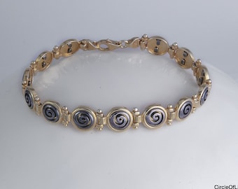 Circle Of Life Bracelet, Spiral Bracelet, Meander Bracelet, Sterling Silver, Gold &  Rodium plated