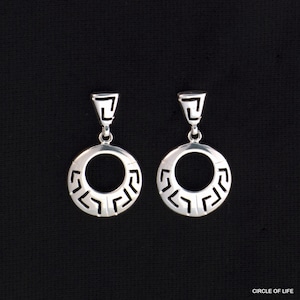 Meander Silver Earrings,Greek key silver Earrings,Infinity Key Silver Earrings