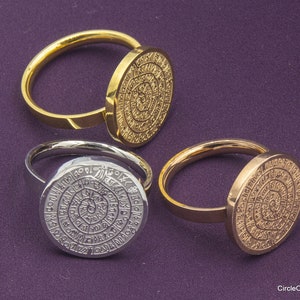 Phaistos disc ring,Phaestos Disc Ring,Stainless Steel Ring