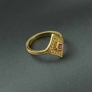 Byzantine silver ring, Gold plated Byzantine Ring, Roman Gold plated Ring, Roman Silver Ring