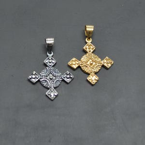 Gold Plated Byzantine Cross: 925 Silver Cristianic Pendant