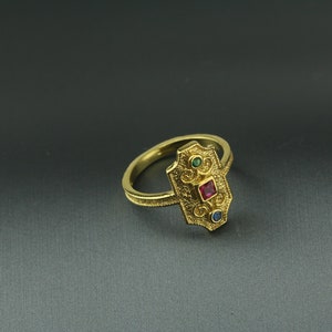 Byzantine silver ring, Gold plated Byzantine Ring, Roman Gold plated Ring, Roman Silver Ring