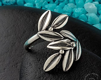 Olive Branch Ring, Sterling Silver Ring, Olive tree branch ring, Greek Jewelry, Silber Olivenzweig, olive leaf ring