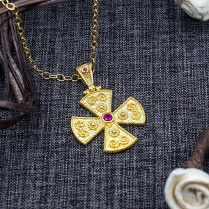 Byzantine gold cross, gold plated Byzantine cross