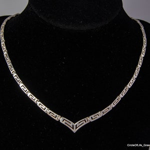 Meander Silver Necklace,Greek Silver Necklace