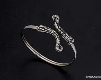 Octopus Silver Bangle,Octopus Silver Bracelet