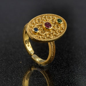 Byzantine silver ring, Gold plated Byzantine Ring, Roman Gold plated Ring, Roman Silver Ring