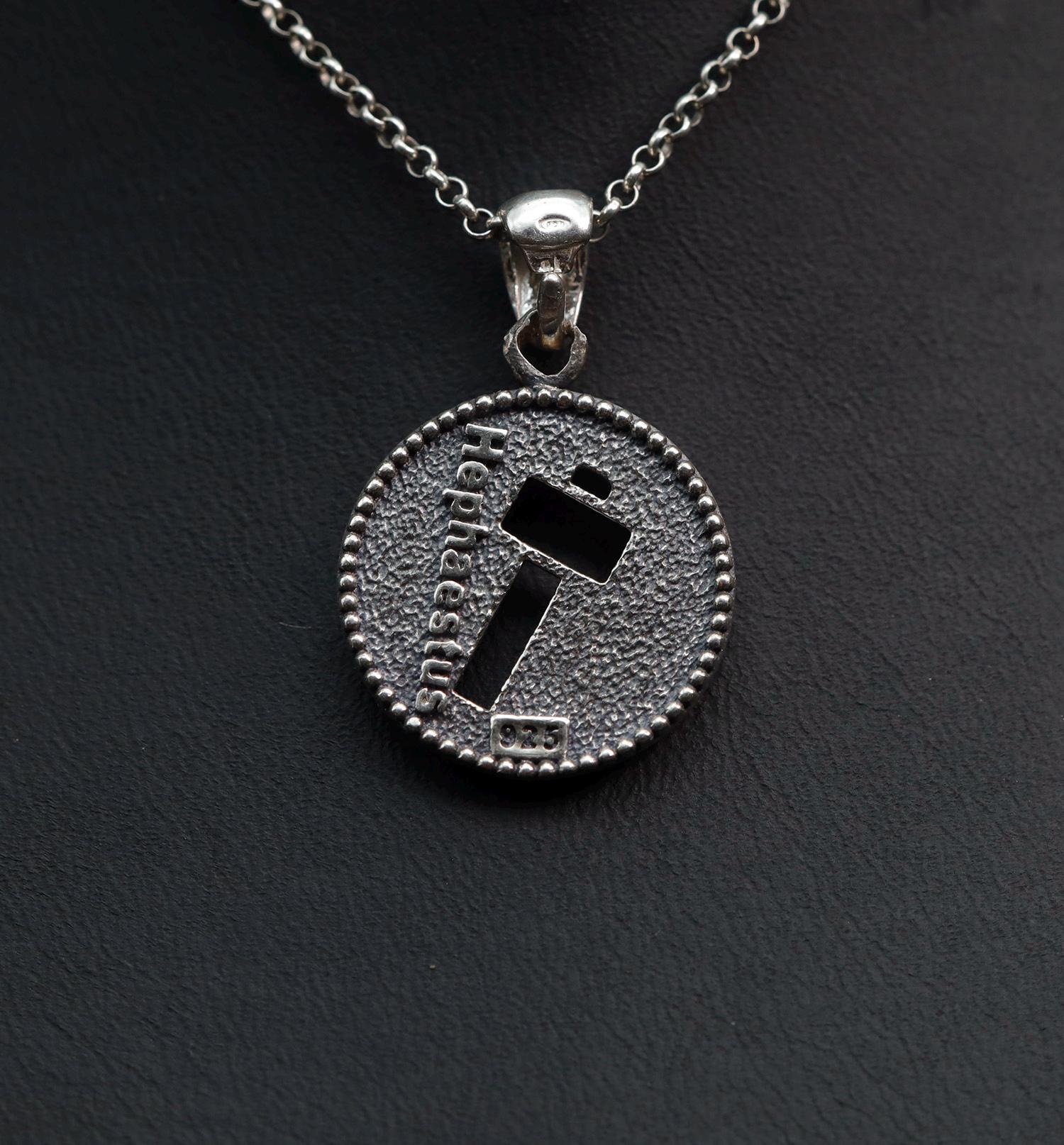 Hephaestus Sterling Silver Pendant: God of Fire Symbol UK