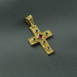 Gold byzantine cross, Gold plated Cristianic cross