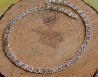 Maiander Silver Necklace ,Greek Key Silver Necklace,Meander silver Necklace