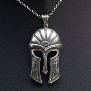 Sterling Silver Spartan Helmet Pendant: Greek Warrior Jewelry