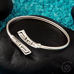 Greek Bangle Bracelet, Sterling Silver 925 Bracelet, Greek Key Bangle Bracelet, Ancient Greek Jewelry