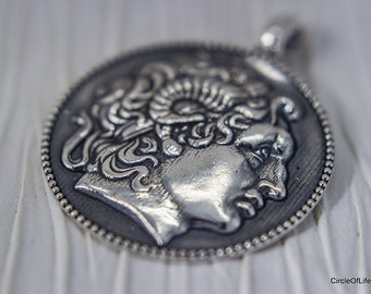 Great Alexander silver Pendant, Ancient Greek Coin, Ancient Greek "Tetradrachmon",Alexander the Great