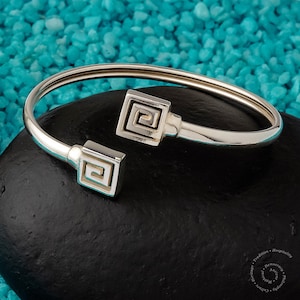 Meander Bangle Bracelet, Sterling Silver 925 Bracelet, Greek Key Bangle Bracelet, Ancient Greek Jewelry