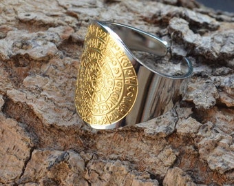 Anillo de disco de Festos, Anillo de disco de Festos, Anillo de acero inoxidable, Anillo de Festos chapado en oro