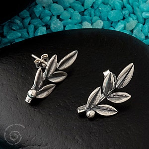 Olive Branch Earrings, Sterling Silver Earrings, Olive tree branch earrings, Greek Jewelry, Silber Olivenzweig