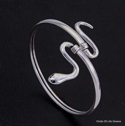 Silver Serpent bracelet, Silver Snake Bangle Bracelet