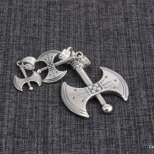 Double axe silver pendant,Minoan Jewelry,Greek Silver Jewelry,Men's Jewelry