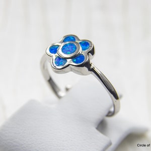 Flower Opal Ring,Flower Silver Ring