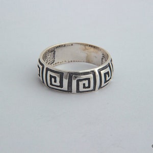 Silver Meander Ring,Greek silver ring,Greek key silver ring,Maiander silver ring