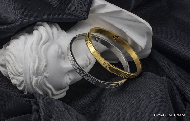 Pulsera de puño meandro, pulsera de llave griega