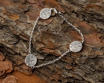 Phaistos Disc Sterling Silver Bracelet, Greek Bracelet, Silver Disc Bracelet, Minoan Jewelry, Handmade Greek Jewelry, Phaistos Scheibe
