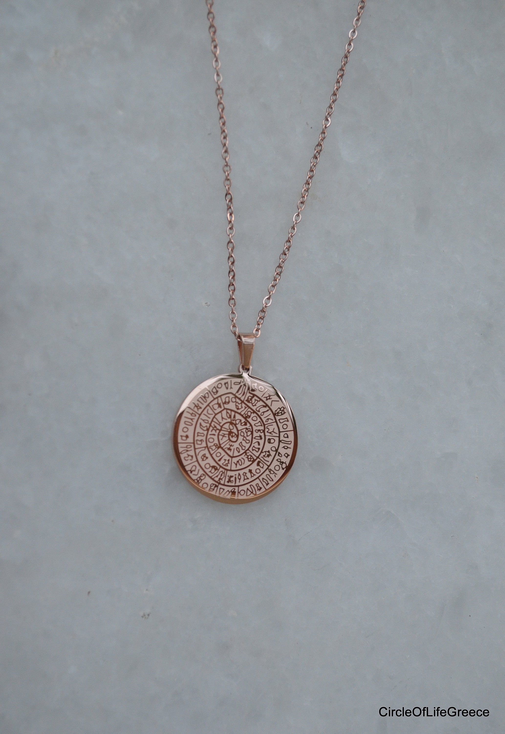 Phaistos Disc Gold Plated Pendant Stainless Steel Gold Plated - Etsy