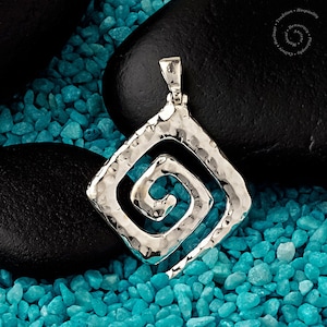 Forged Meander Pendant, Sterling Silver, Greek Jewelry, Greek Key Pendant
