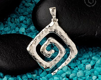 Forged Meander Pendant, Sterling Silver, Greek Jewelry, Greek Key Pendant