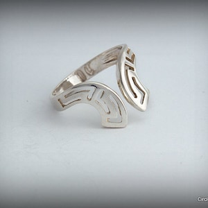 Meander Silver Ring,Greek Silver Ring,Adjustable Silver Ring